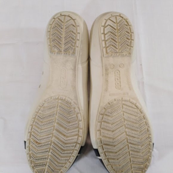 Crocs Brynn Beige Black Shiny Cap Toe Comfort Ballet Flats Shoes Women's Size 7W - Picture 4 of 7